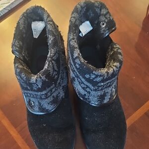 Muk Luks Black and Gray Ankle Booties